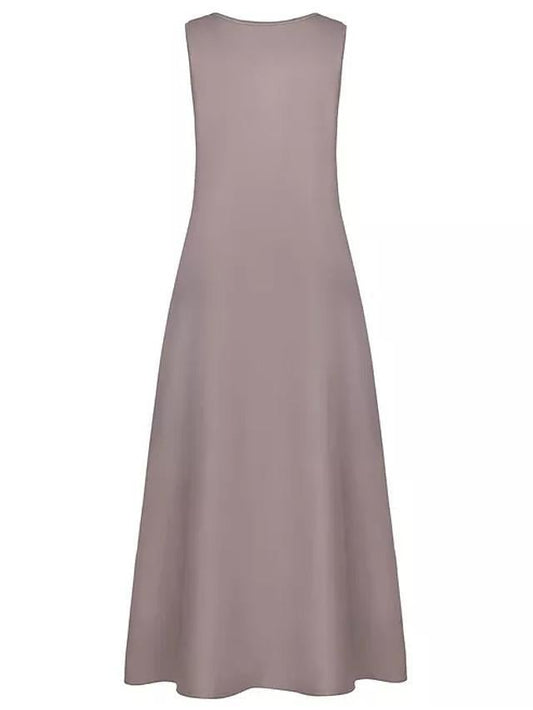 flowersverse Women's A-Line Dress Maxi long Dress - Sleeveless Color Block Patchwork Summer Plus Size Casual Holiday Vacation White Red Khaki Dusty Blue S M L XL XXL XXXL XXXXL XXXXXL