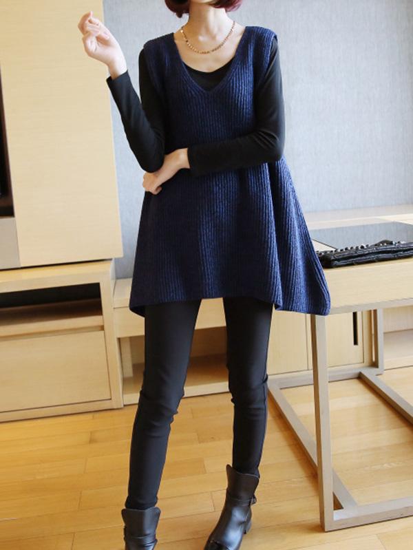 flowersverse Casual V-Neck Knitting Vest