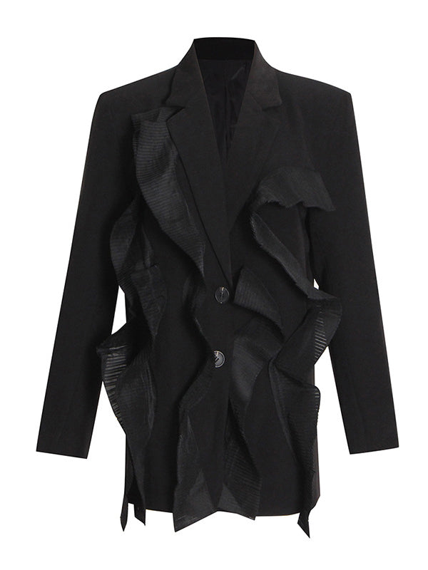 flowersverse Loose Lace Split-Joint Lapel Collar Suit