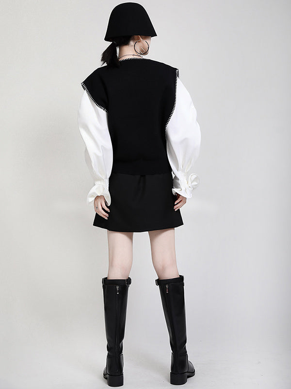 flowersverse Urban Black&Apricot Knitting Vest