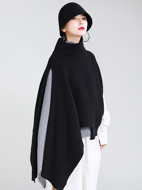 flowersverse Original Solid High-Neck Irregularity Sweater