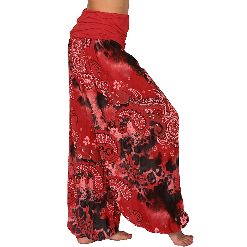 flowersverse Women‘s Yoga Harem Pants Quick Dry Yoga Gym Workout Pilates Pants Bloomers Bottoms Boho Green / Black Army Green Khaki Plus Size Sports Activewear Loose / Athletic / Casual / Athleisure