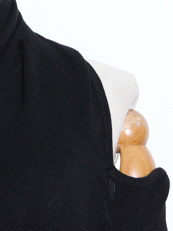 flowersverse Casual Cropped One-Shoulder Kniting Sweater
