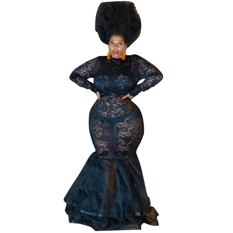 flowersverse Women's Dress Hip Printing Lace Plus Size Sexy Nightclub Skirt