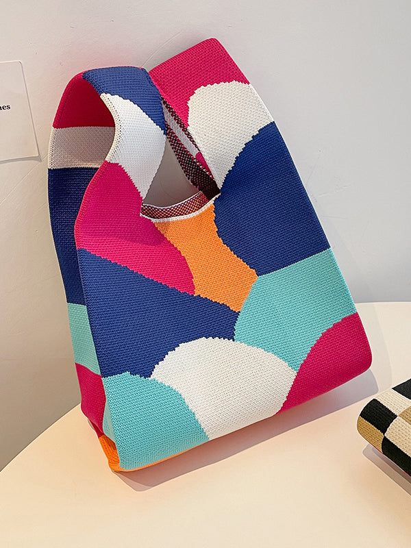 flowersverse Contrast Color Striped Handbags Bags