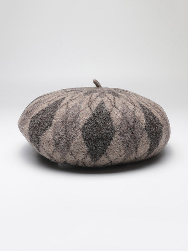 flowersverse Vintage Wool Contrast Color Beret Hat
