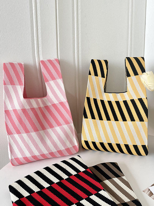flowersverse Striped Woven Handbag Bags Accessories