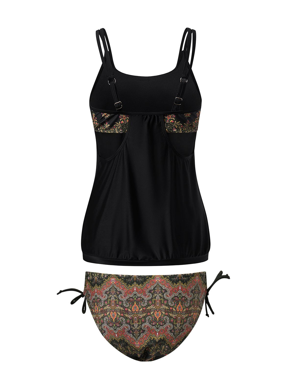 flowersverse Vacation Ethnic Printing Spaghetti Tankinis Two-Piece Set