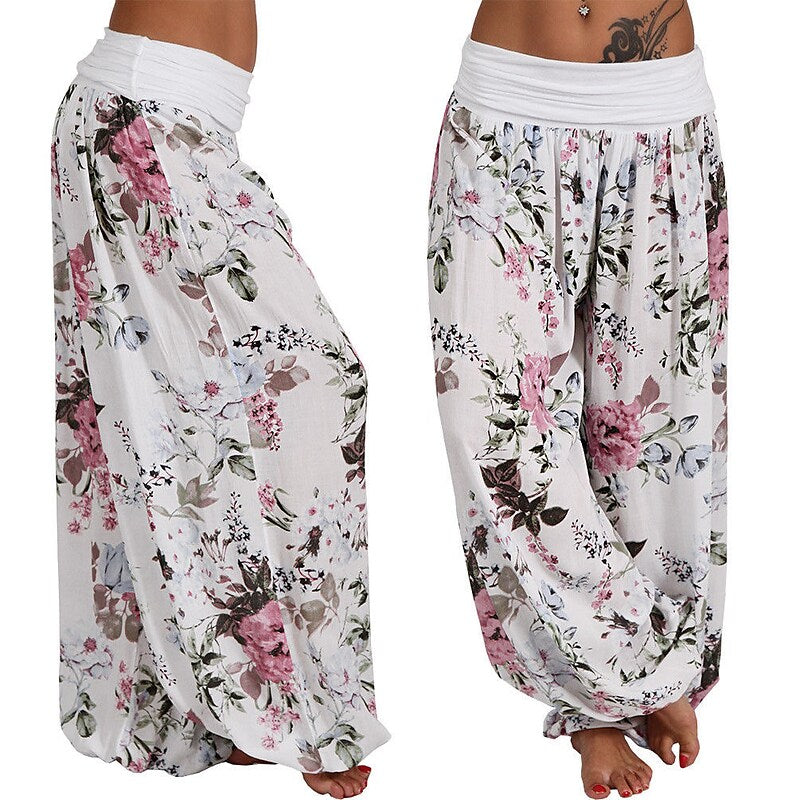 flowersverse Women‘s Harem Pants Breathable Quick Dry Moisture Wicking Yoga Fitness Gym Workout Bloomers Bottoms Apricot White Black Winter Plus Size Sports Activewear Micro-elastic Loose / Athletic