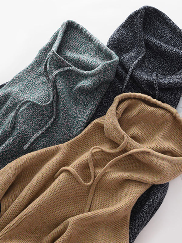 flowersverse Casual Loose 3 Colors Hooded Long Sleeves Sweater Top