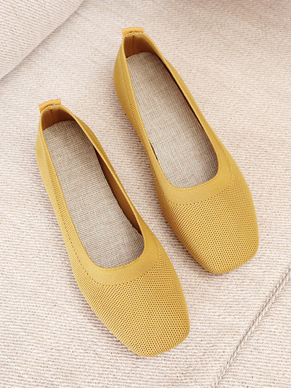 flowersverse Breathable Solid Color Flat Shoes