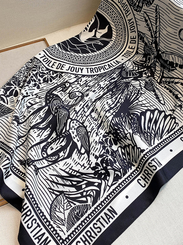 flowersverse Vacation Letter Print Animal Printed Printed Shawl&Scarf