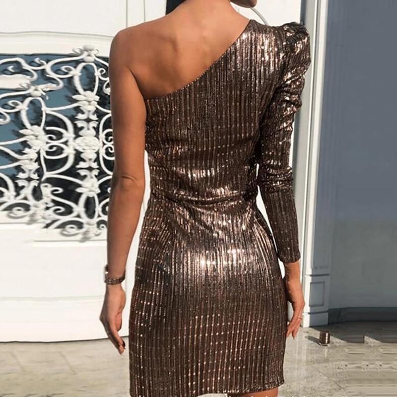 flowersverse Woomen One Shoulder Puff Sleeve Dress Irregular Mini Bodycon Party Dress Sexy Vestidos De Verano