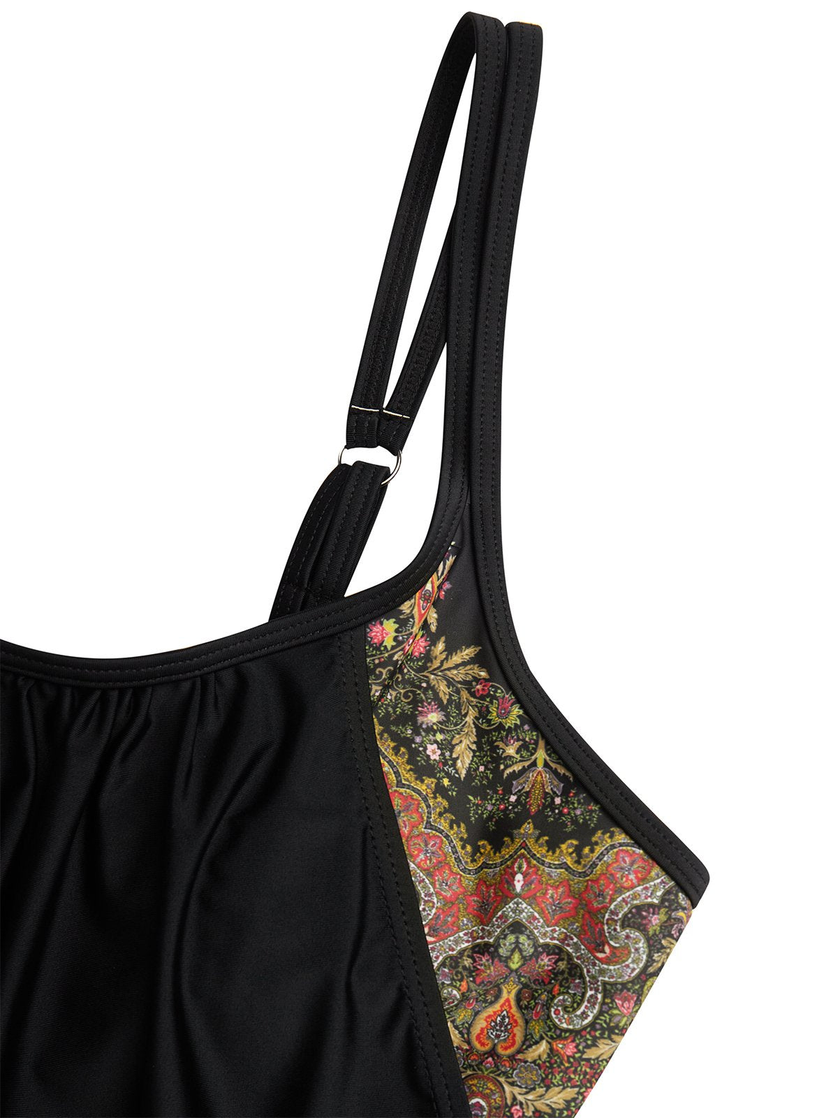 flowersverse Vacation Ethnic Printing Spaghetti Tankinis Two-Piece Set