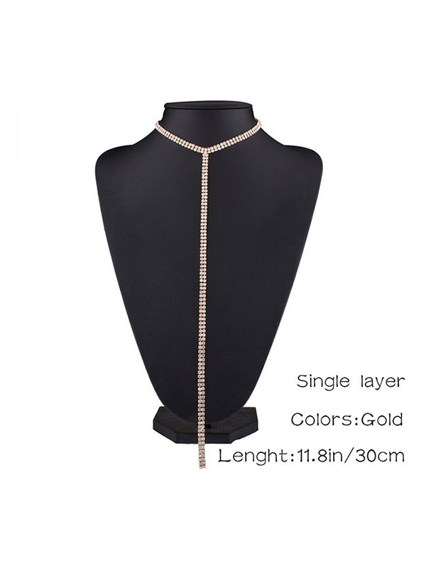 flowersverse Statement Normcore Rhinestone Necklaces Accessories