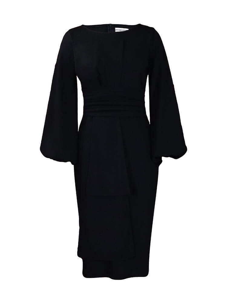 flowersverse Lantern Sleeve Asymmetrical Bodycon Midi Dresses