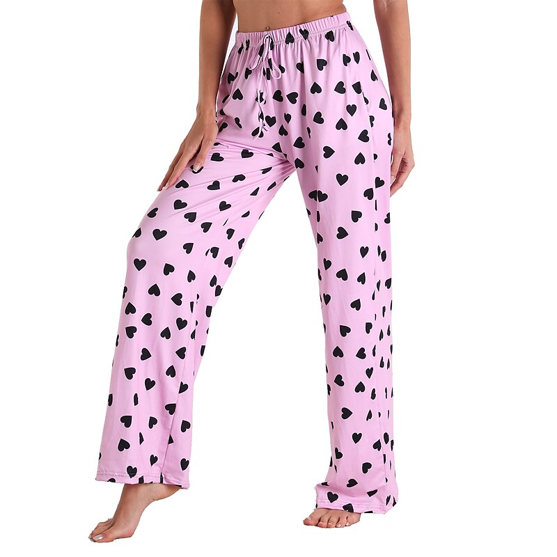 flowersverse Women's Christmas Pjs Women's Plus Size Pajamas Bottom 1 PCS Grid / Plaid Fashion Comfort Sport Home Party Club Bamboo Gift Long Pant Basic Print Pocket Spring Summer Light Pink White