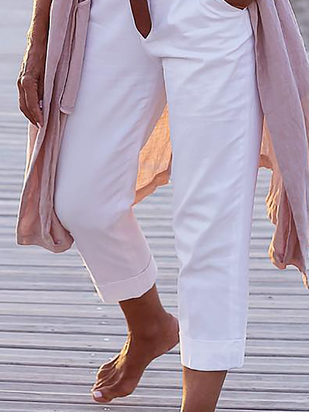 flowersverse Plain Casual Cropped Dress Pants