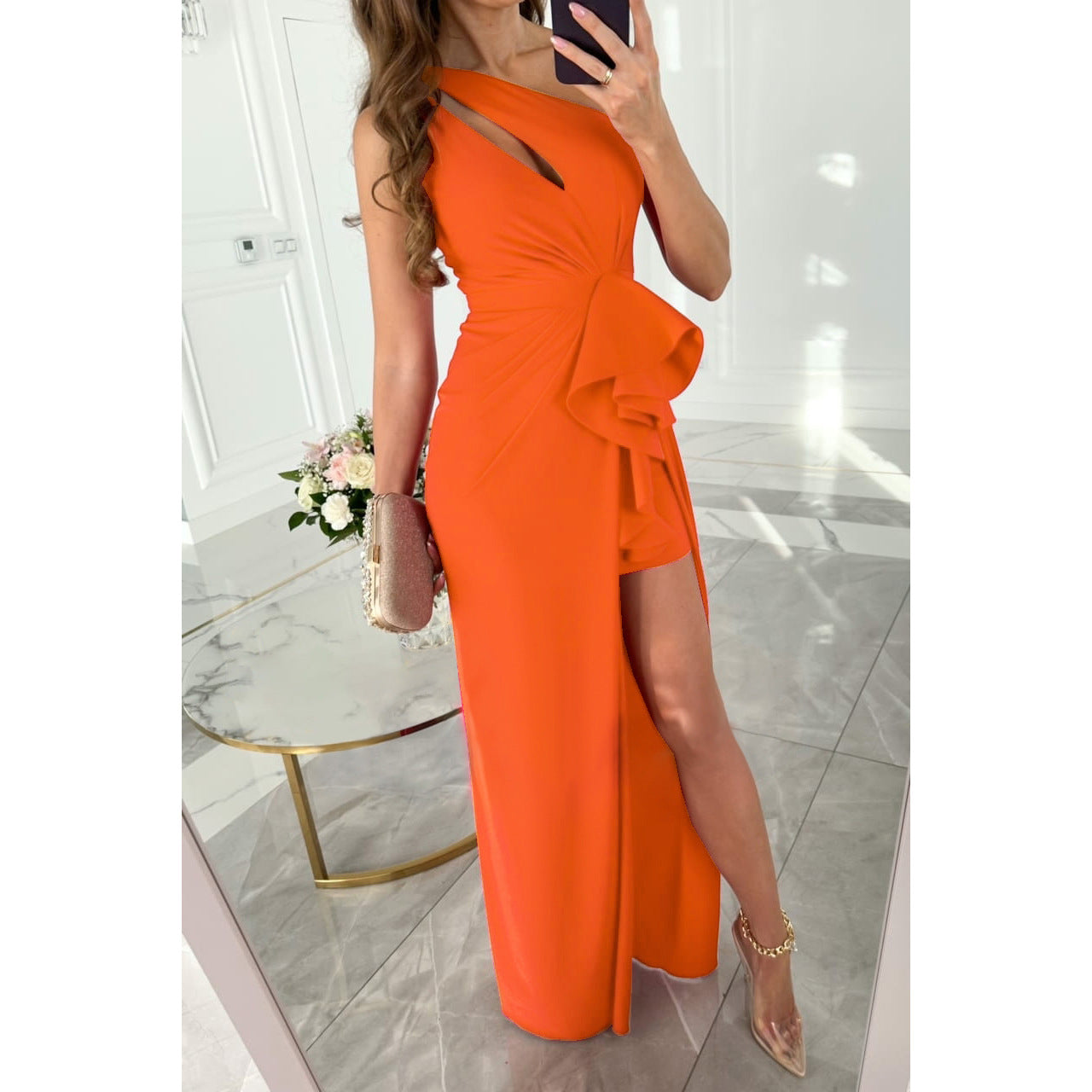 flowersverse Spring Summer Sexy Slash Shoulder Dress Casual Holidays Party Dress