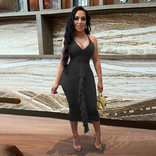 flowersverse Women's Clothes Sexy Camisole Bodycon Nightclub Dress