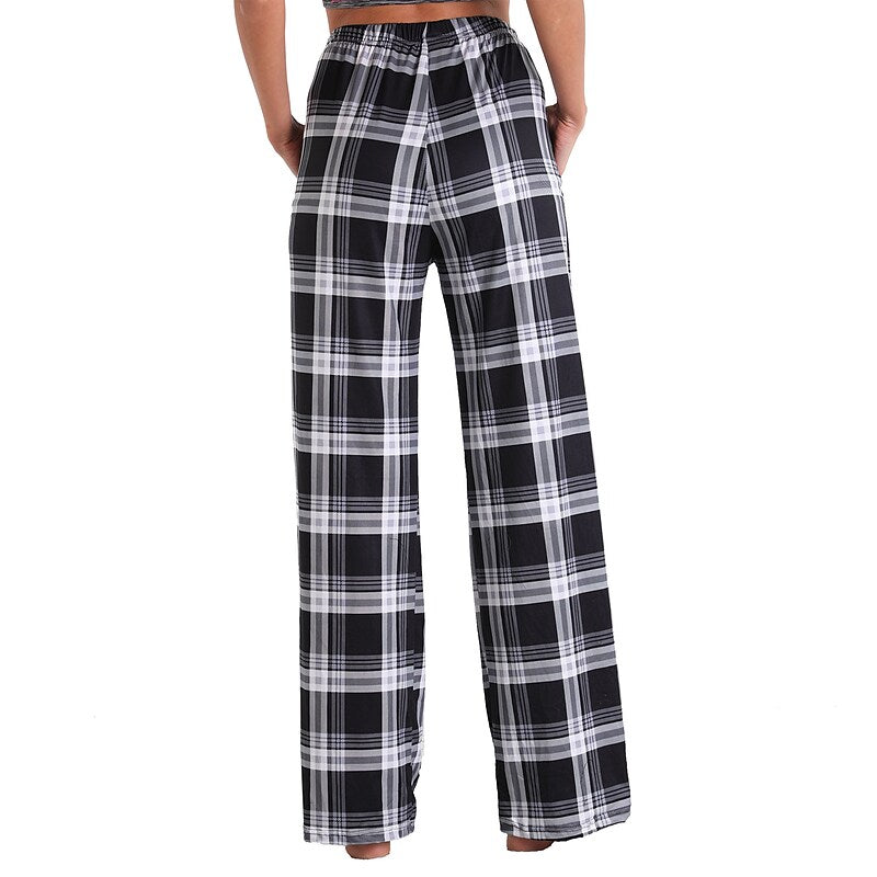 flowersverse Women's Christmas Pjs Women's Plus Size Pajamas Bottom 1 PCS Grid / Plaid Fashion Comfort Sport Home Party Club Bamboo Gift Long Pant Basic Print Pocket Spring Summer Light Pink White
