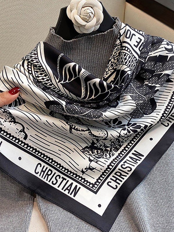 flowersverse Vacation Letter Print Animal Printed Printed Shawl&Scarf