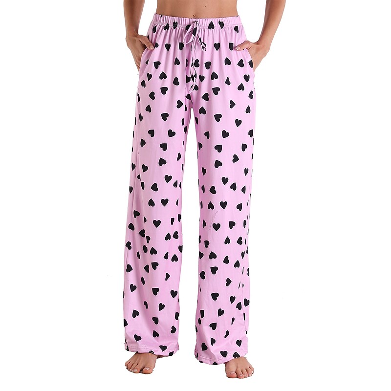 flowersverse Women's Christmas Pjs Women's Plus Size Pajamas Bottom 1 PCS Grid / Plaid Fashion Comfort Sport Home Party Club Bamboo Gift Long Pant Basic Print Pocket Spring Summer Light Pink White