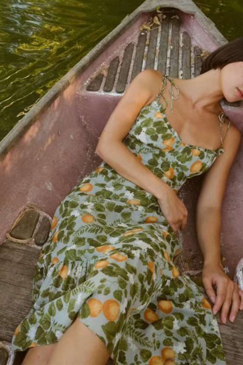 flowersverse Vacation Floral Bandage Flounce V Neck A Line Dresses
