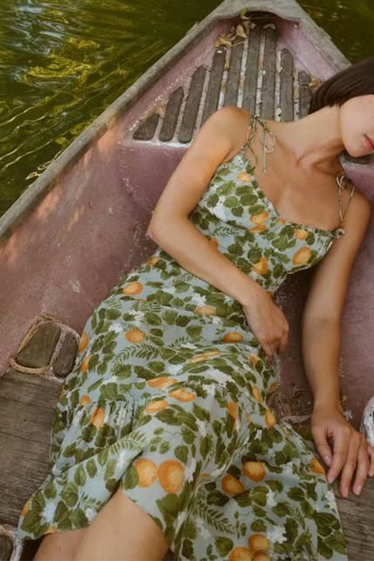 flowersverse Vacation Floral Bandage Flounce V Neck A Line Dresses