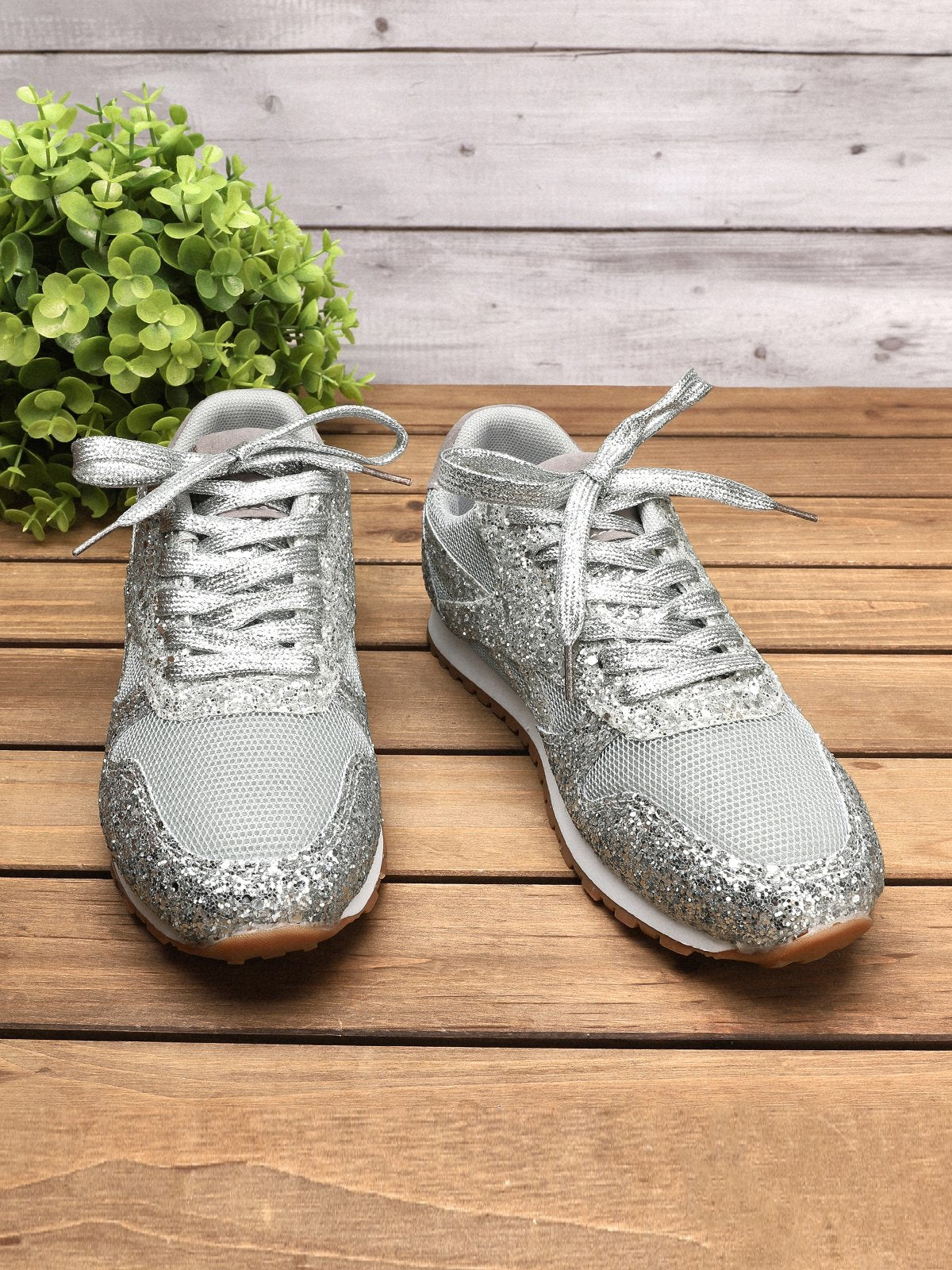 flowersverse Women Muffin Rhinestone New Crystal Platform Sneakers