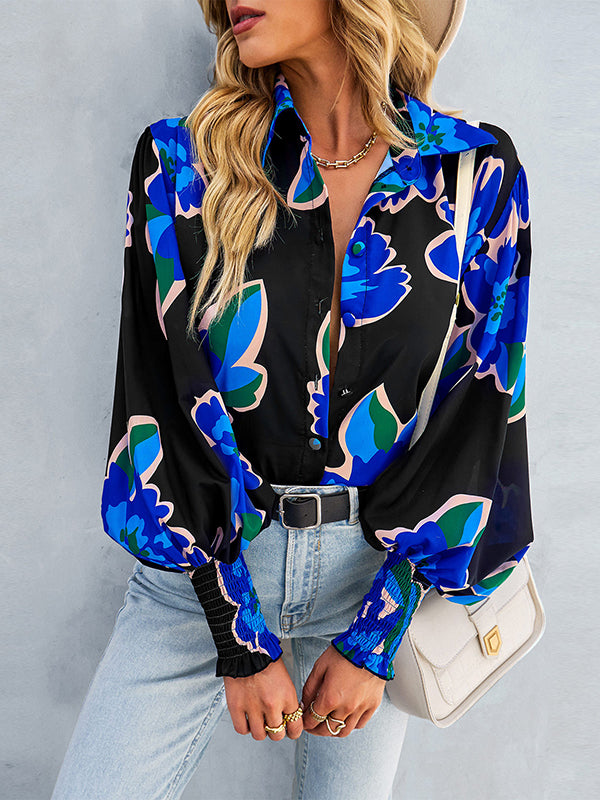 flowersverse Casual Loose Floral Blouses&Shirts Tops