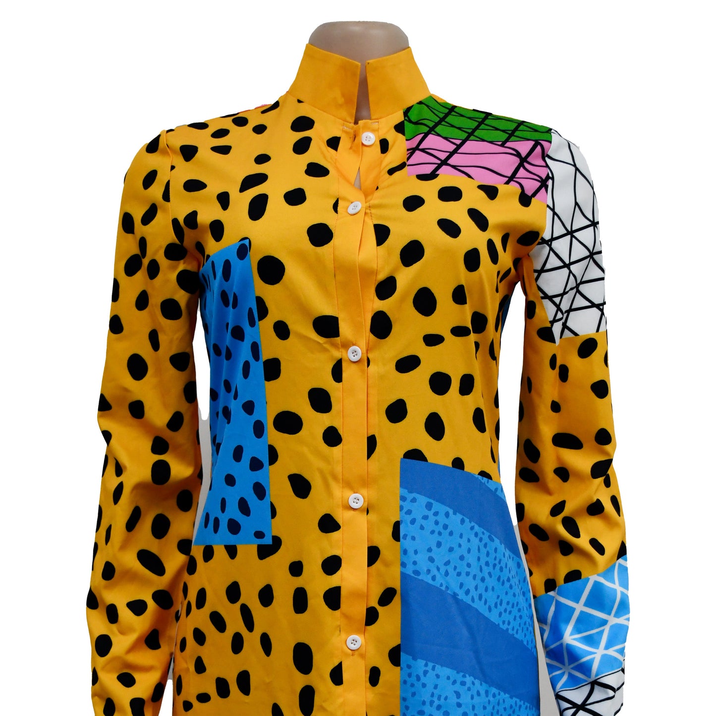 flowersverse Fashion Ladies Printed Long Sleeve Button Up Maxi Dress