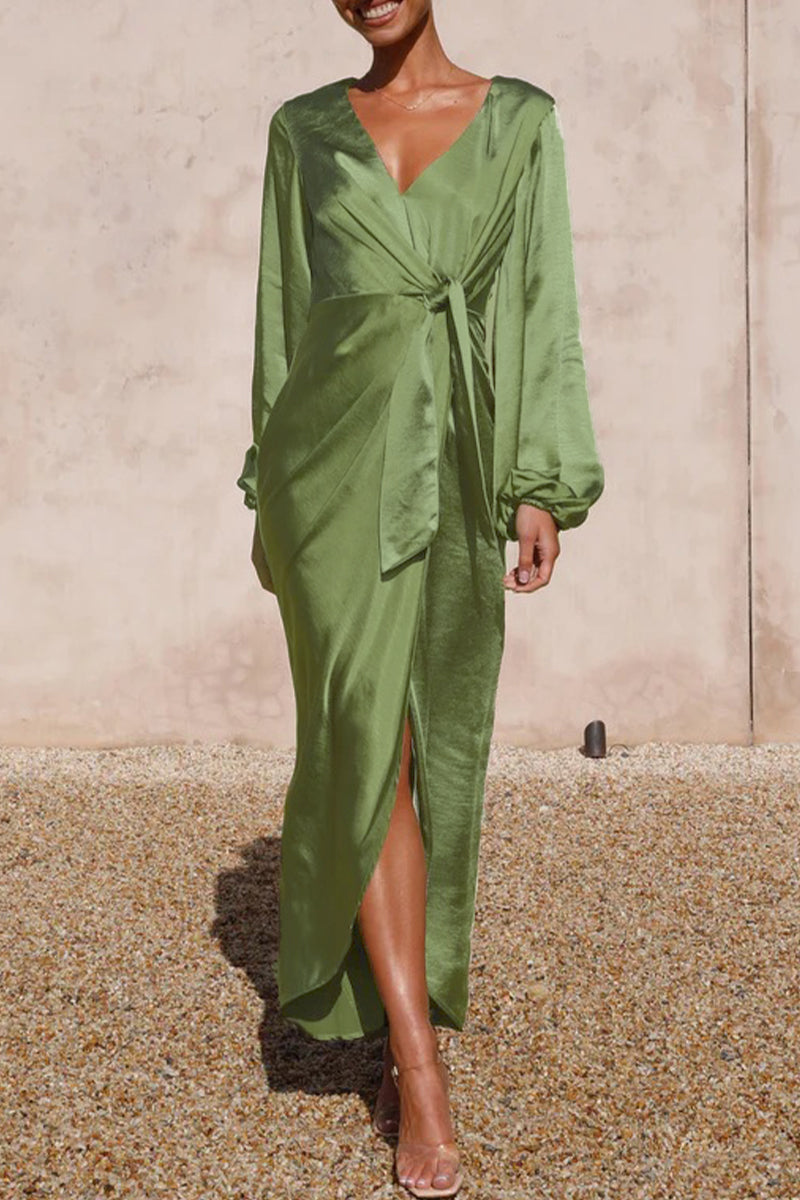 flowersverse Celebrities Elegant Solid Bandage V Neck A Line Dresses RE5223