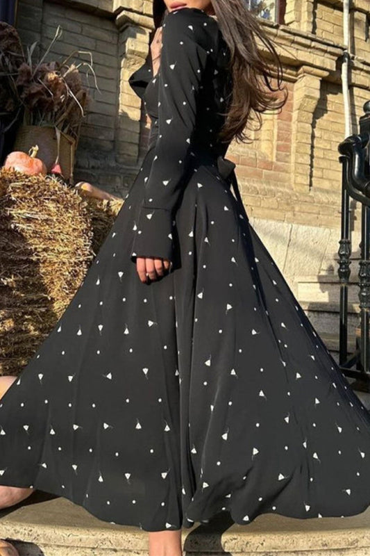 flowersverse Elegant Floral Frenulum O Neck A Line Dresses RE5238