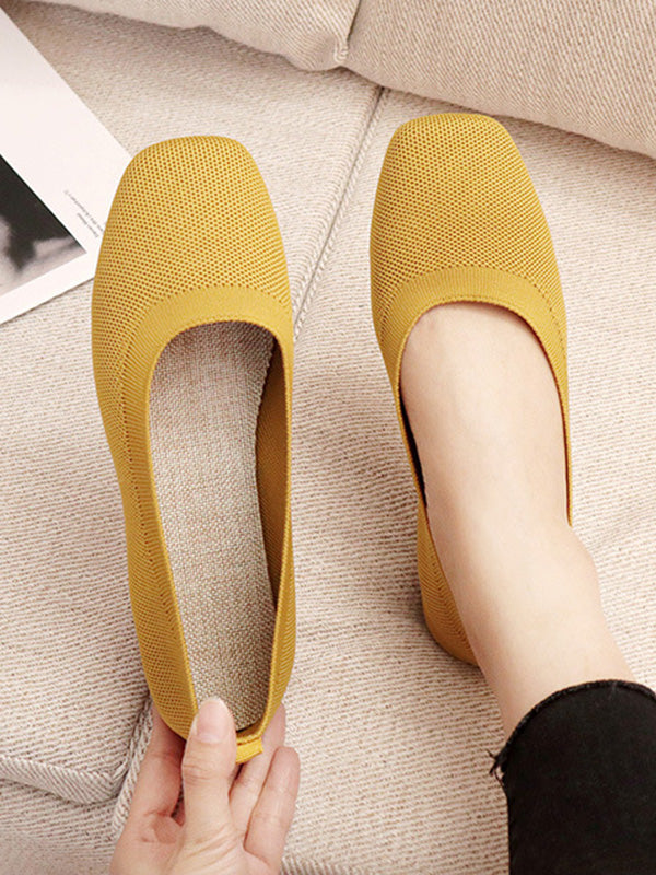 flowersverse Breathable Solid Color Flat Shoes
