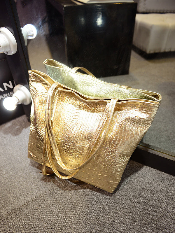 flowersverse Original Solid Color Shiny Tote Bag