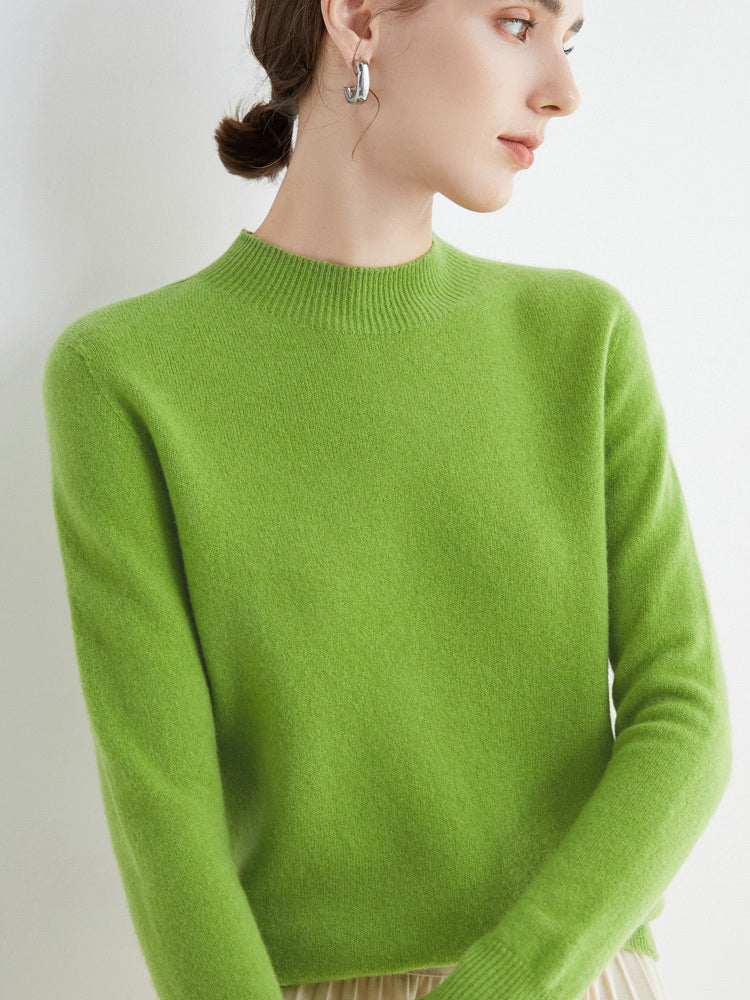 flowersverse Casual Long Sleeves Solid Color Half Turtleneck Sweater Tops