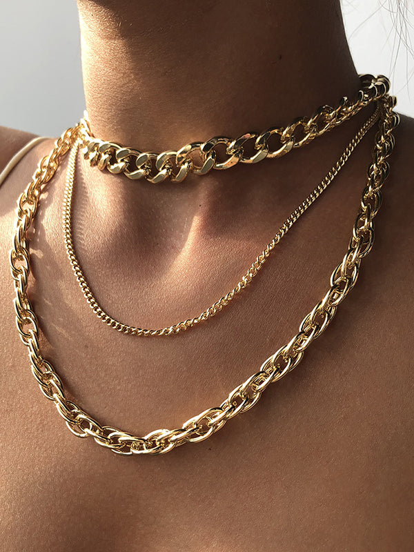 flowersverse Original Cool Multi-Layered Chains Necklace