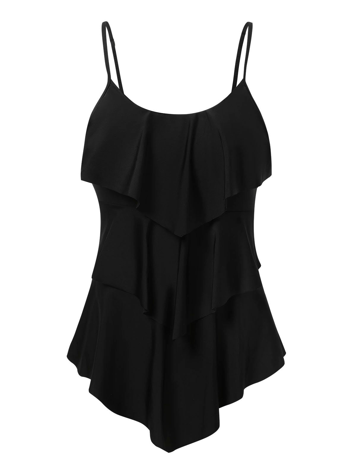 flowersverse Simple Plain Flouncing Scoop Neck One Pieces Swimsuit