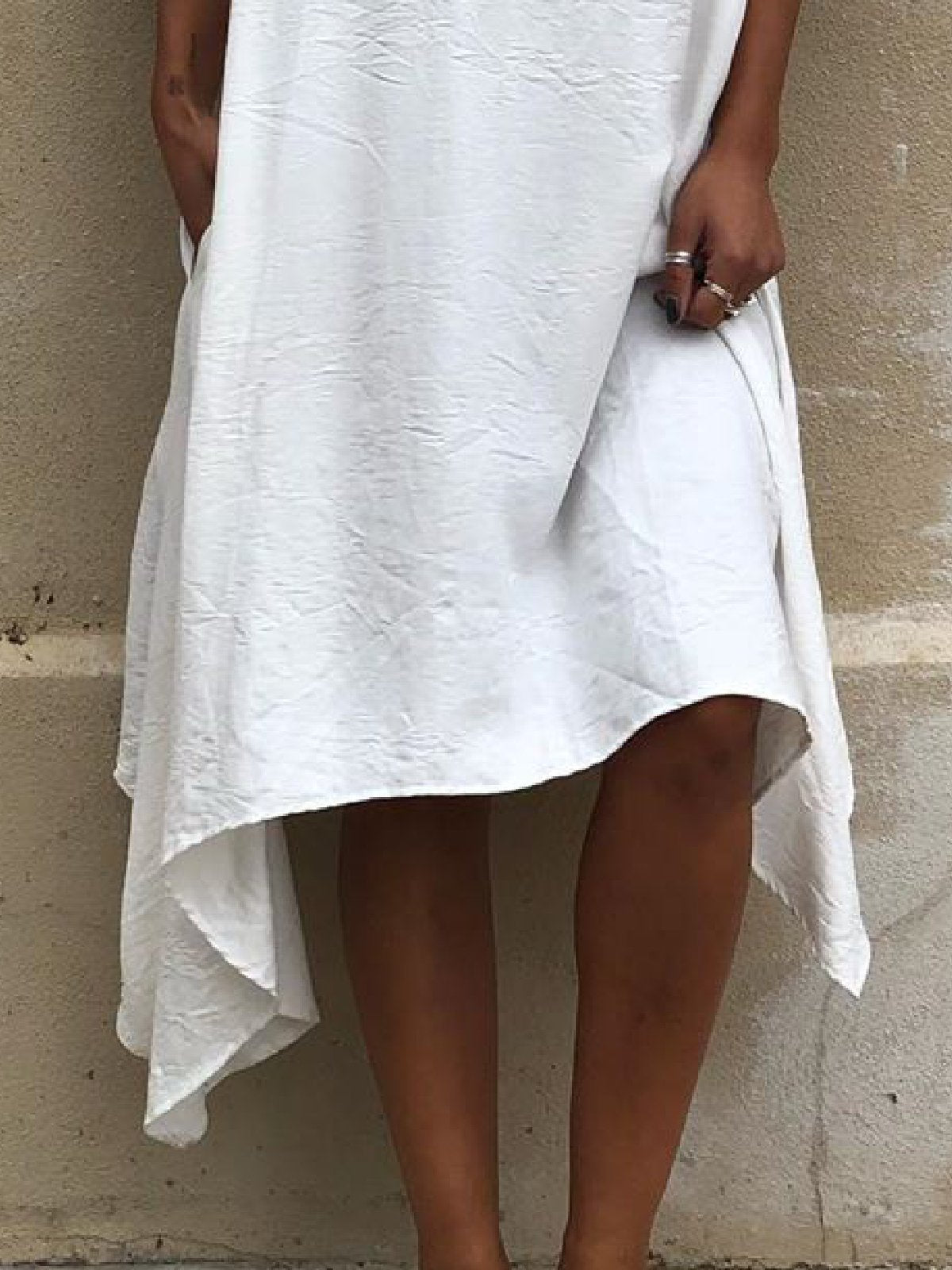 flowersverse Casual Plus Size Short Sleeve Weaving Dress