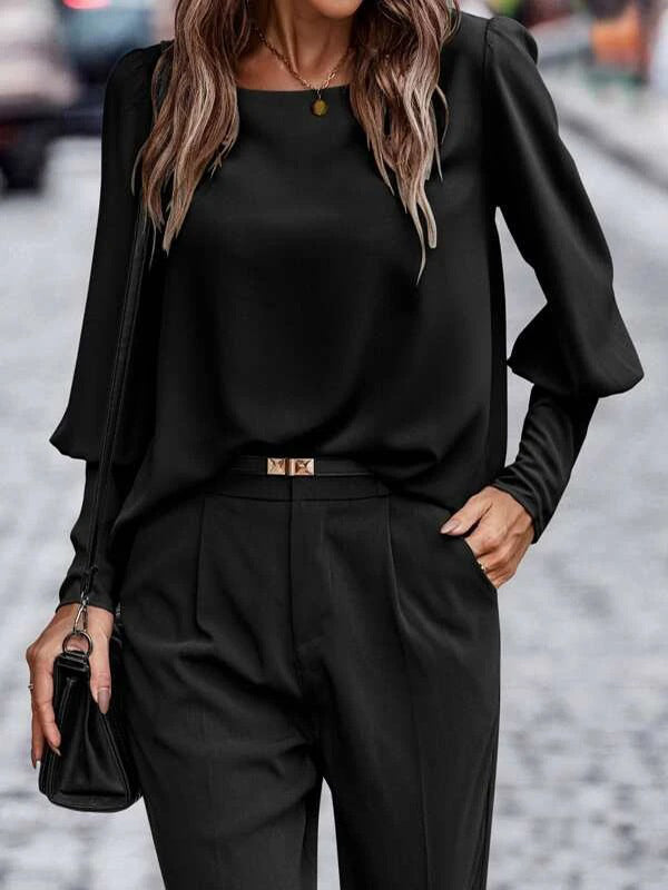 flowersverse Buttoned Long Sleeves Loose Round-neck Blouses&shirts Tops