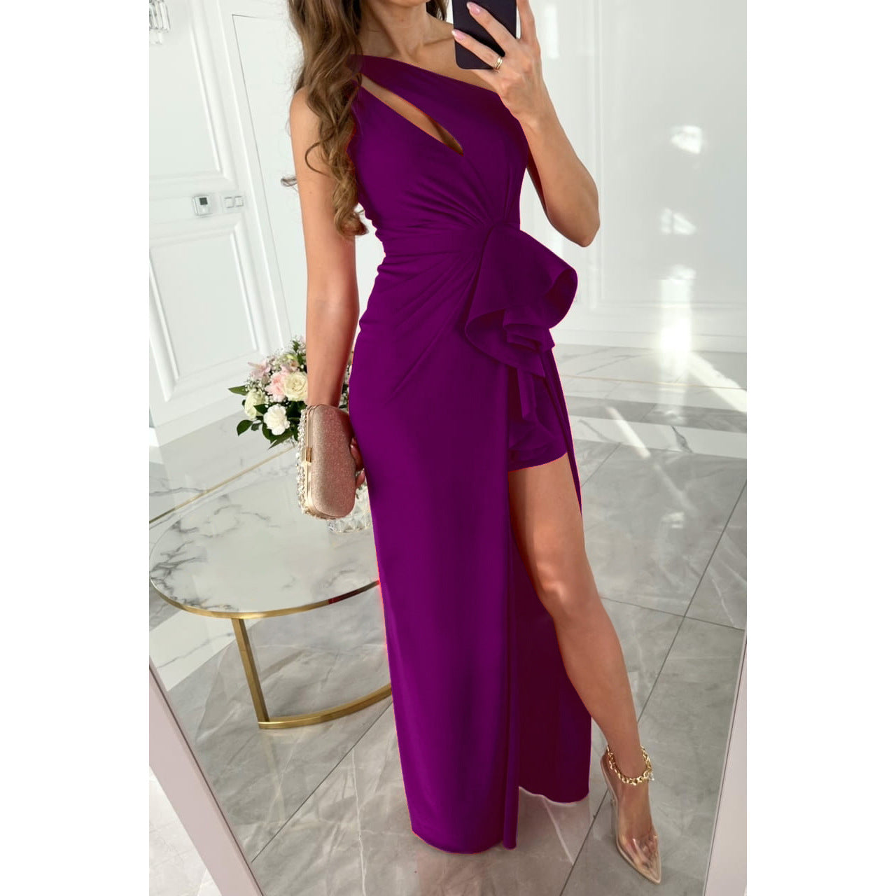 flowersverse Spring Summer Sexy Slash Shoulder Dress Casual Holidays Party Dress