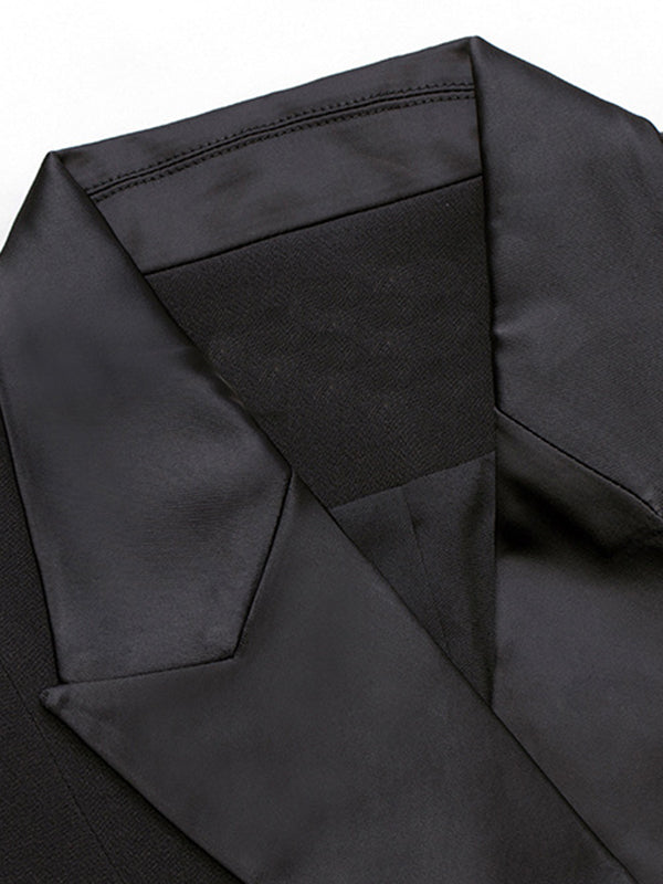 flowersverse Asymmetric Buttoned Solid Color Split-Joint Flared Sleeves Long Sleeves Notched Collar Outerwear Blazer