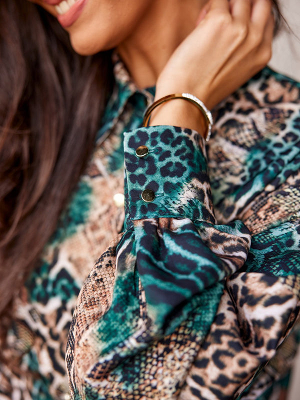 flowersverse Printed Long Sleeves Loose Lapel Blouses&shirts Tops