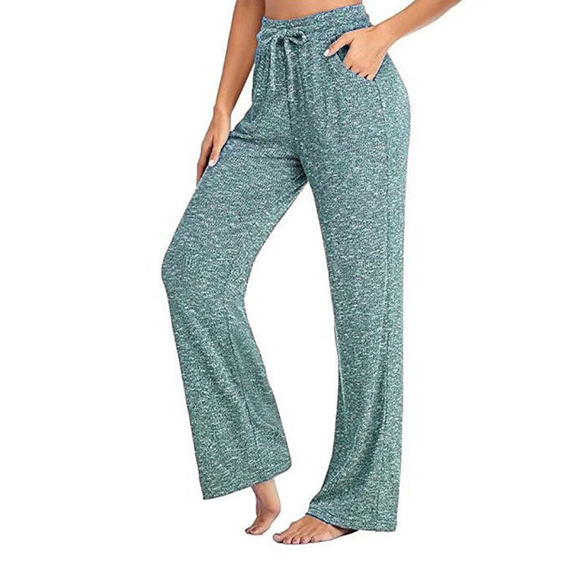 flowersverse Women's Plus Size Loungewear Pants Pure Color Simple Casual Comfort Home Daily Vacation Polyester Breathable Pant Pocket Elastic Waist Summer Spring Black Red