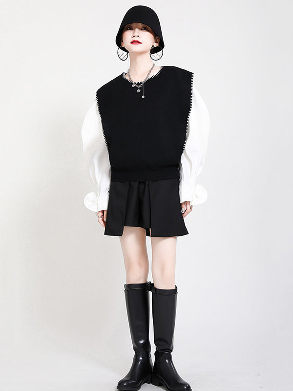 flowersverse Urban Black&Apricot Knitting Vest