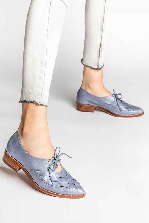 flowersverse Woven Lace Low Heel Pumps