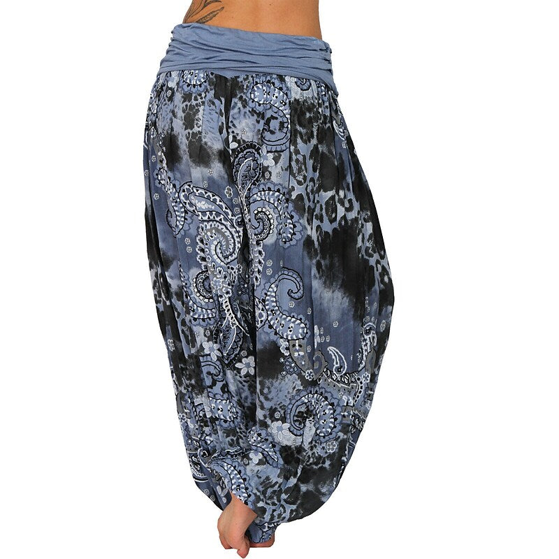 flowersverse Women‘s Yoga Harem Pants Quick Dry Yoga Gym Workout Pilates Pants Bloomers Bottoms Boho Green / Black Army Green Khaki Plus Size Sports Activewear Loose / Athletic / Casual / Athleisure