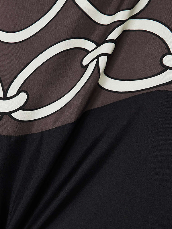 flowersverse Loose Bandage Contrast Color Printed Spaghetti-Neck Maxi Dresses