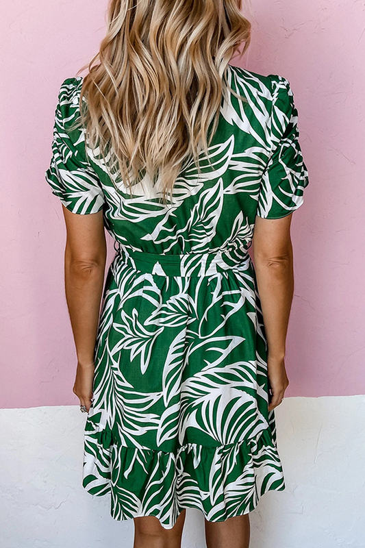 flowersverse Casual Print Half A Turtleneck Cake Skirt Dresses